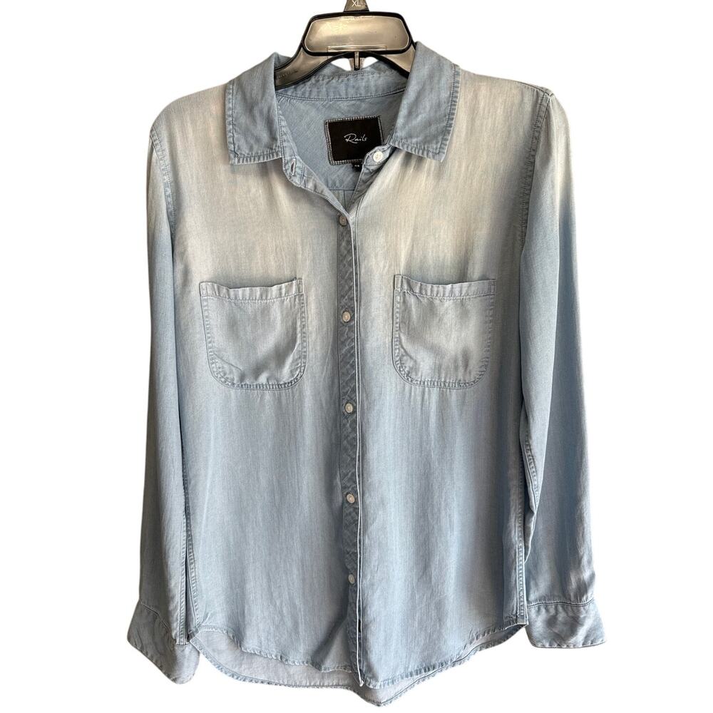 Rails Women’s Blue Chambray Button Down Shirt Lon… - image 1